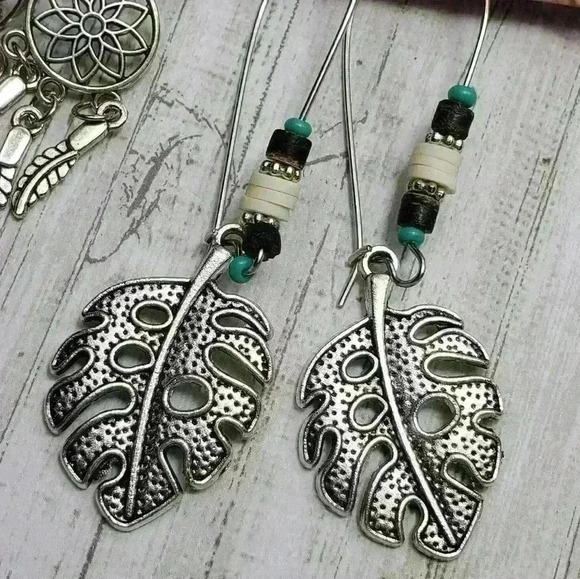 NWT Bohemian Vintage Earrings Silver Alloy Turquoise Bohemian Hippy Western - Picture 4 of 8